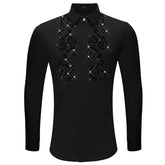 Climbing Heights Rhinestone Button-Up Shirt BLACK